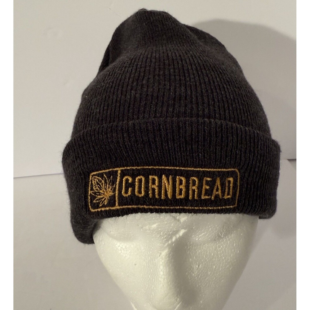 Official Cornbread Logo In Yellow Stitched Onto Dark Gray Winter Beanie Hat